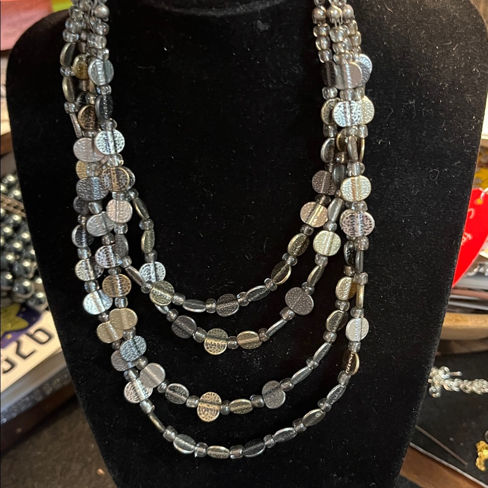 Chico’s Elegant Multi-Strand Silver and Gold Necklace
